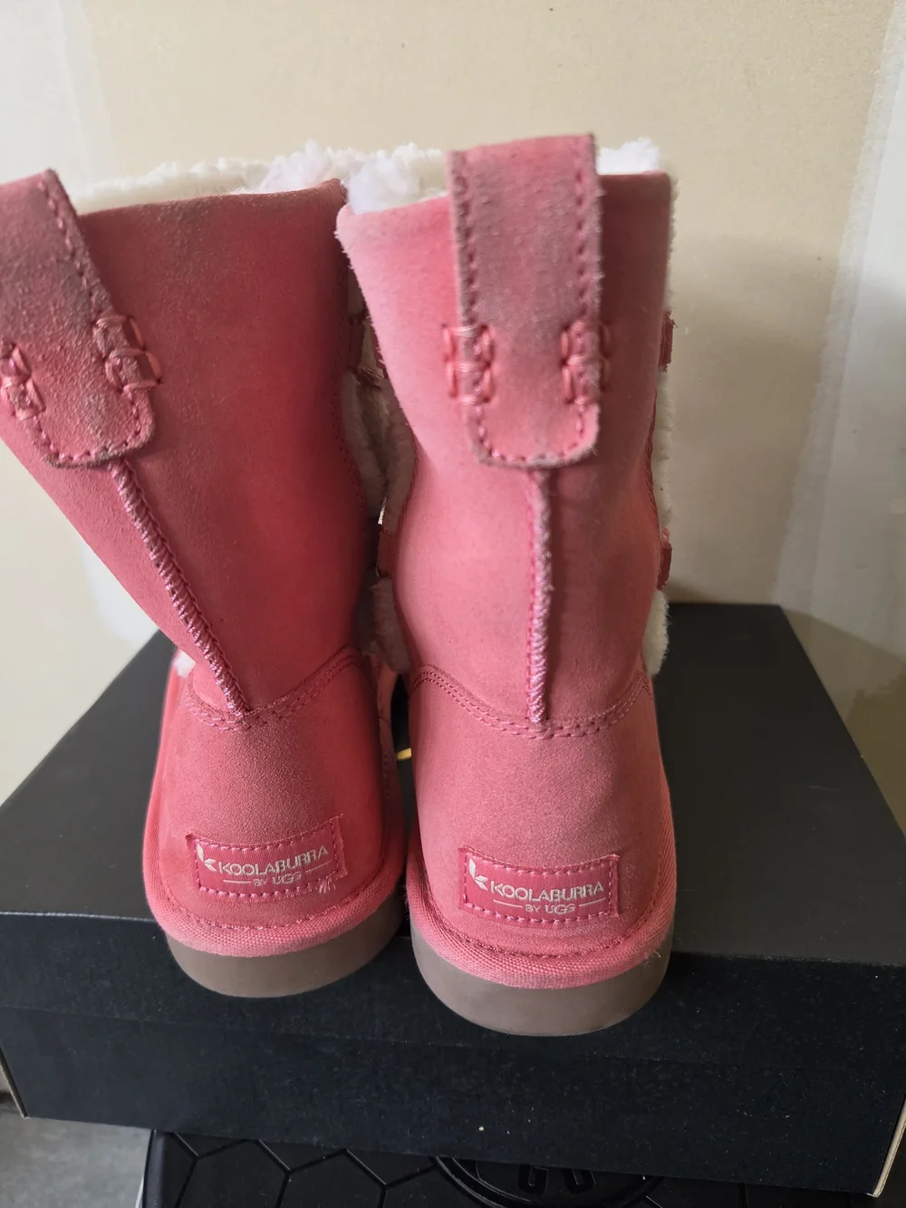 Koolaburra By UGGs Pink Faux-Shearling Lace-Up Kids Boots